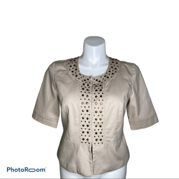 Charter Club Large Tan Jacket with studs - Picture 1 of 6